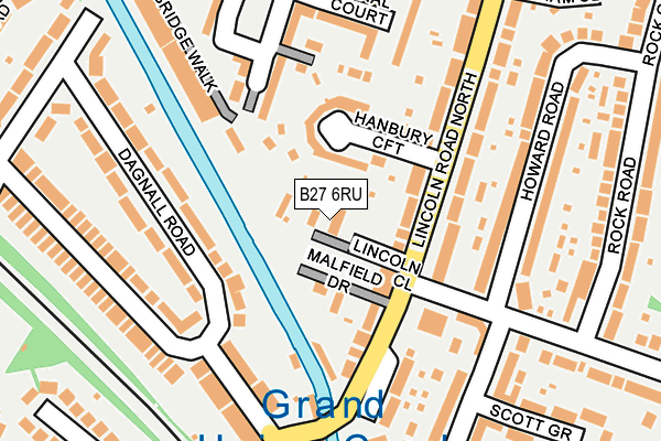 B27 6RU map - OS OpenMap – Local (Ordnance Survey)