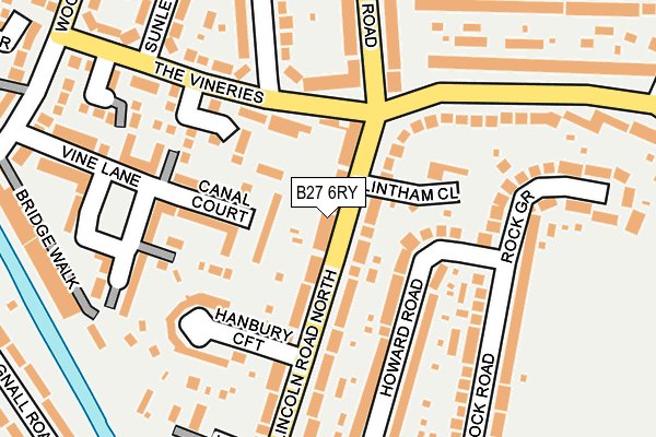 B27 6RY map - OS OpenMap – Local (Ordnance Survey)