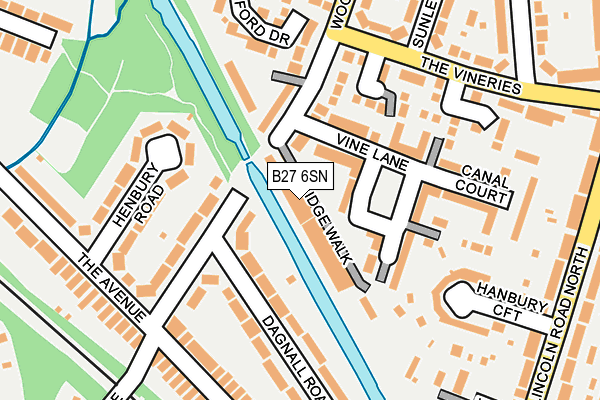 B27 6SN map - OS OpenMap – Local (Ordnance Survey)