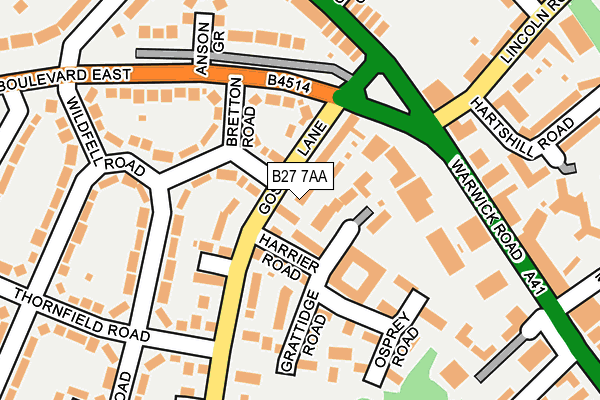 B27 7AA map - OS OpenMap – Local (Ordnance Survey)