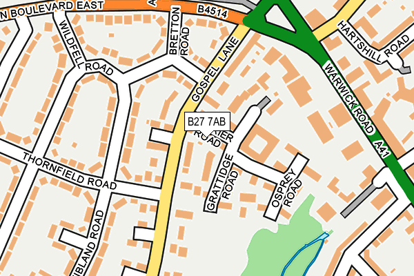 B27 7AB map - OS OpenMap – Local (Ordnance Survey)