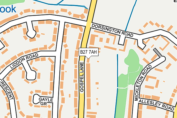 B27 7AH map - OS OpenMap – Local (Ordnance Survey)