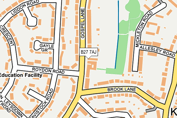 B27 7AJ map - OS OpenMap – Local (Ordnance Survey)