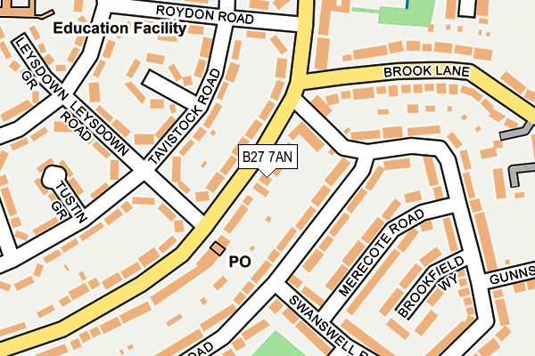 B27 7AN map - OS OpenMap – Local (Ordnance Survey)