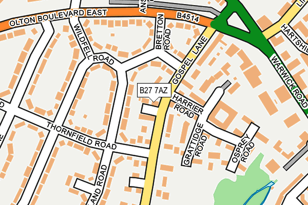 B27 7AZ map - OS OpenMap – Local (Ordnance Survey)