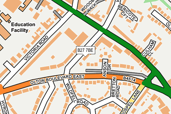 B27 7BE map - OS OpenMap – Local (Ordnance Survey)