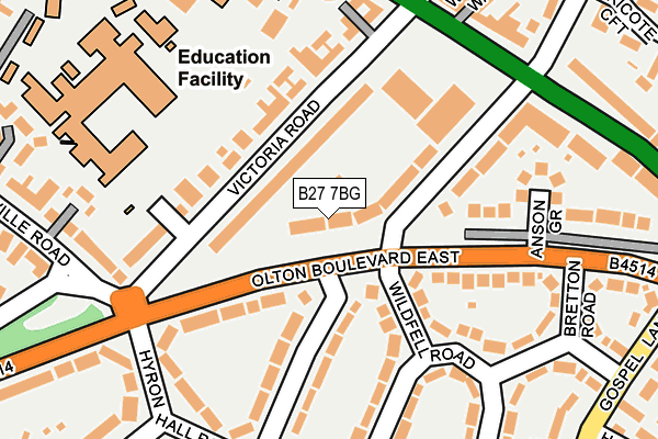 B27 7BG map - OS OpenMap – Local (Ordnance Survey)