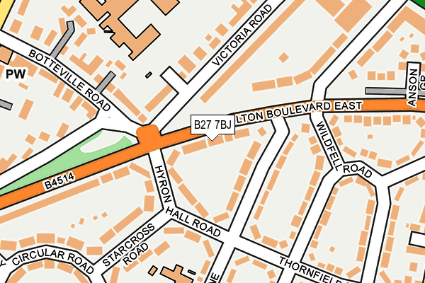 B27 7BJ map - OS OpenMap – Local (Ordnance Survey)