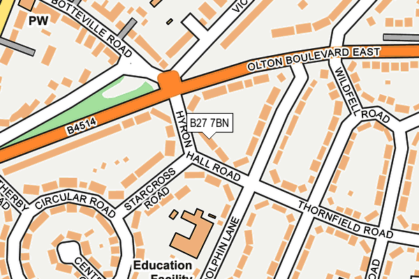 B27 7BN map - OS OpenMap – Local (Ordnance Survey)