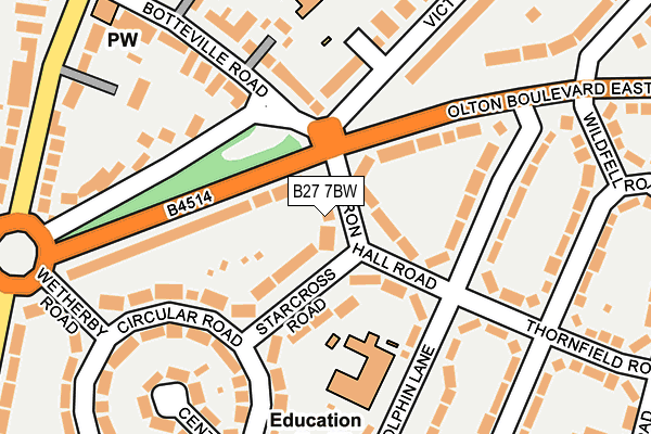 B27 7BW map - OS OpenMap – Local (Ordnance Survey)