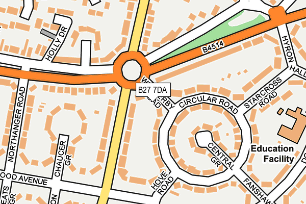 B27 7DA map - OS OpenMap – Local (Ordnance Survey)