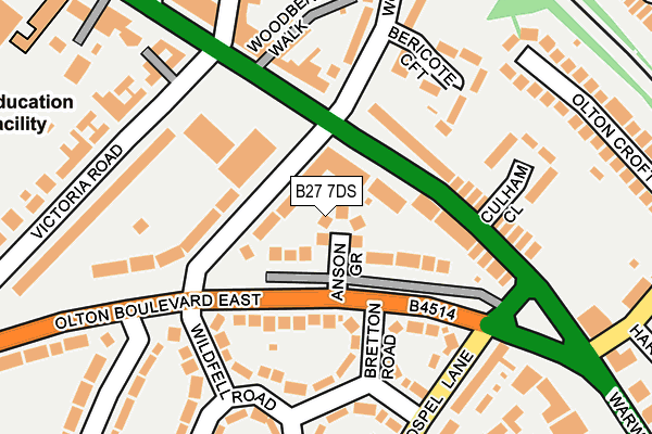 B27 7DS map - OS OpenMap – Local (Ordnance Survey)