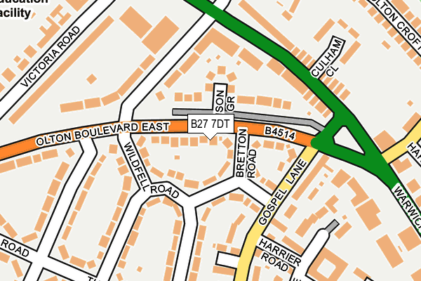 B27 7DT map - OS OpenMap – Local (Ordnance Survey)