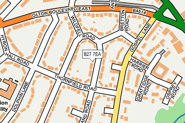 B27 7EA map - OS OpenMap – Local (Ordnance Survey)