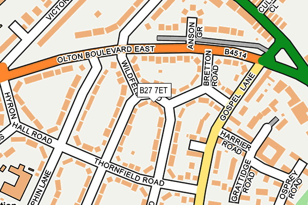 B27 7ET map - OS OpenMap – Local (Ordnance Survey)