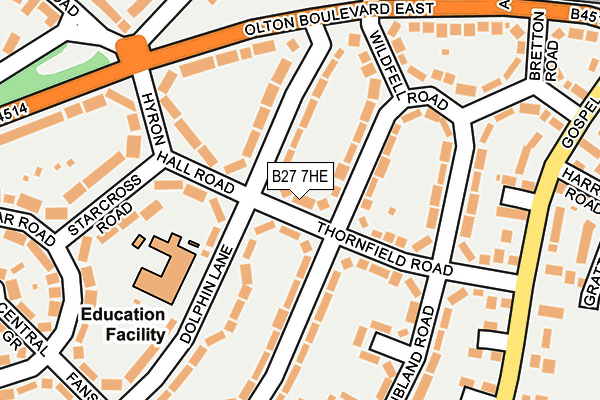 B27 7HE map - OS OpenMap – Local (Ordnance Survey)