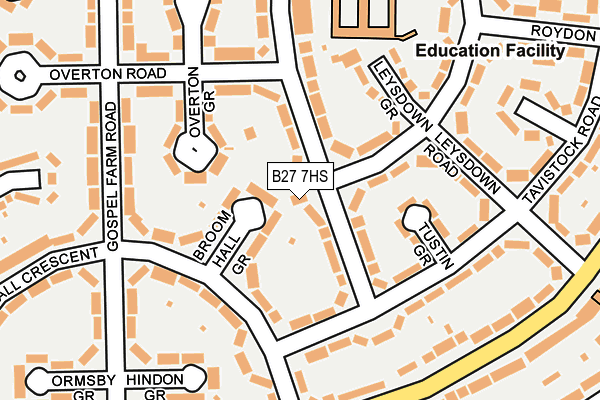 B27 7HS map - OS OpenMap – Local (Ordnance Survey)