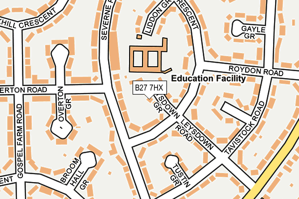 B27 7HX map - OS OpenMap – Local (Ordnance Survey)