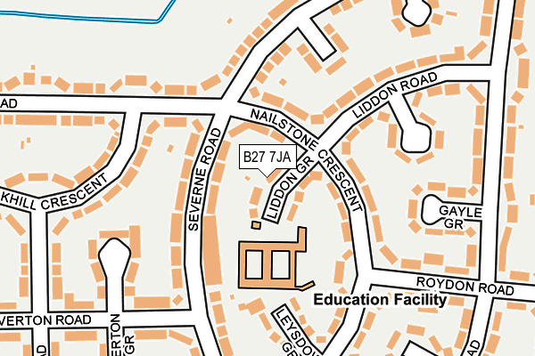 B27 7JA map - OS OpenMap – Local (Ordnance Survey)