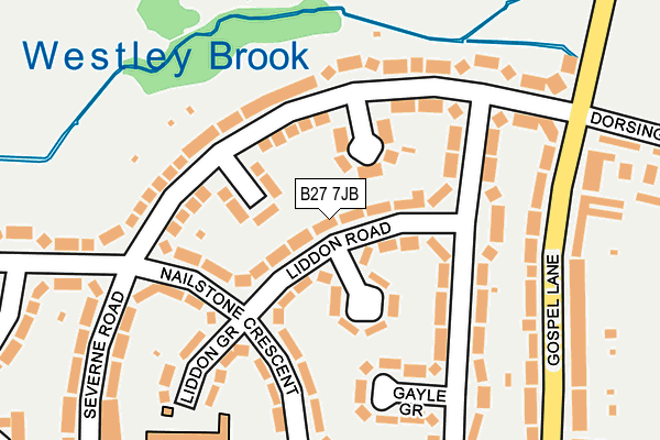 B27 7JB map - OS OpenMap – Local (Ordnance Survey)