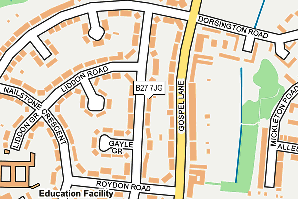 B27 7JG map - OS OpenMap – Local (Ordnance Survey)