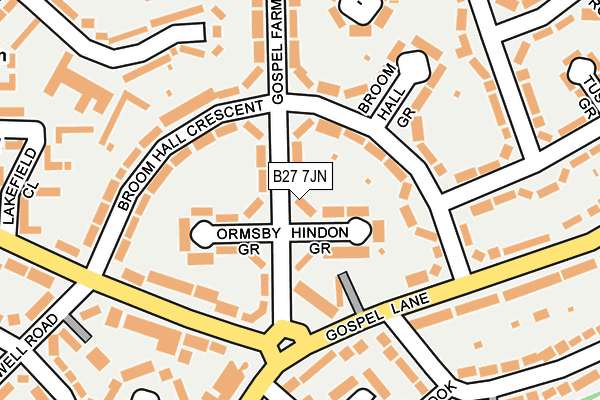 B27 7JN map - OS OpenMap – Local (Ordnance Survey)