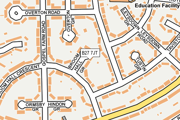 B27 7JT map - OS OpenMap – Local (Ordnance Survey)