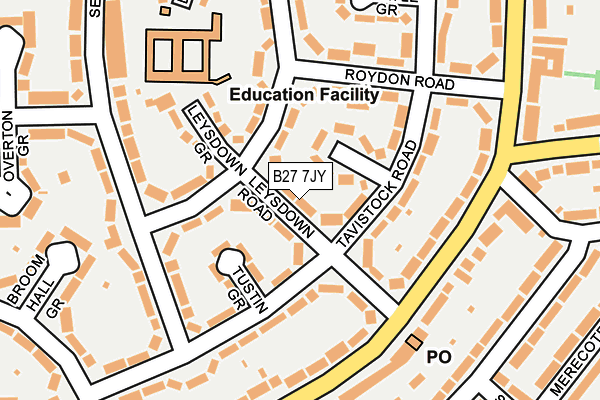 B27 7JY map - OS OpenMap – Local (Ordnance Survey)