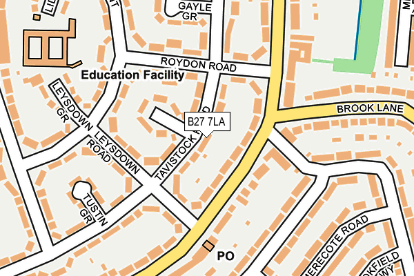 B27 7LA map - OS OpenMap – Local (Ordnance Survey)