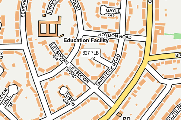 B27 7LB map - OS OpenMap – Local (Ordnance Survey)