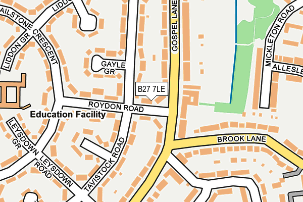 B27 7LE map - OS OpenMap – Local (Ordnance Survey)