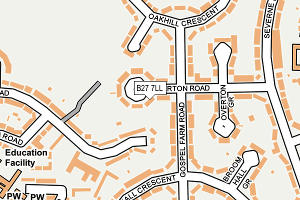 B27 7LL map - OS OpenMap – Local (Ordnance Survey)