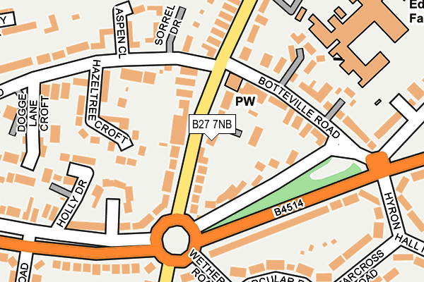 B27 7NB map - OS OpenMap – Local (Ordnance Survey)