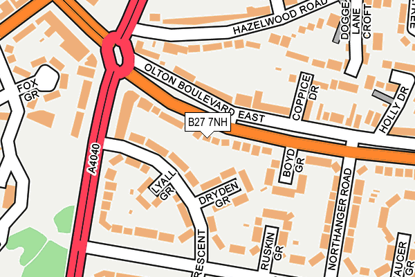 B27 7NH map - OS OpenMap – Local (Ordnance Survey)
