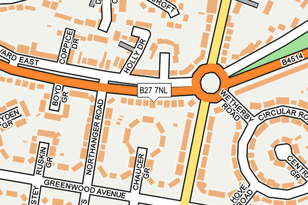 B27 7NL map - OS OpenMap – Local (Ordnance Survey)