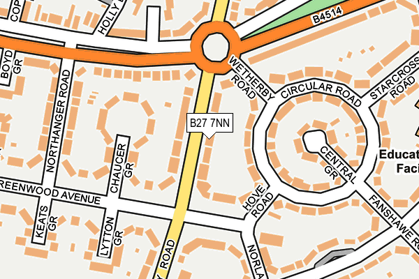 B27 7NN map - OS OpenMap – Local (Ordnance Survey)