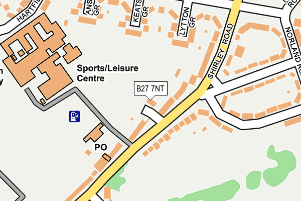 B27 7NT map - OS OpenMap – Local (Ordnance Survey)