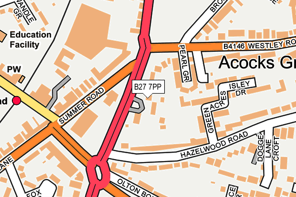 B27 7PP map - OS OpenMap – Local (Ordnance Survey)