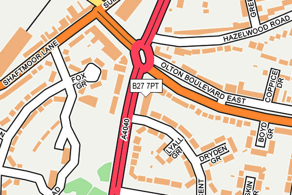 B27 7PT map - OS OpenMap – Local (Ordnance Survey)