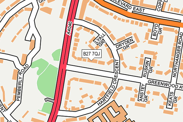 B27 7QJ map - OS OpenMap – Local (Ordnance Survey)