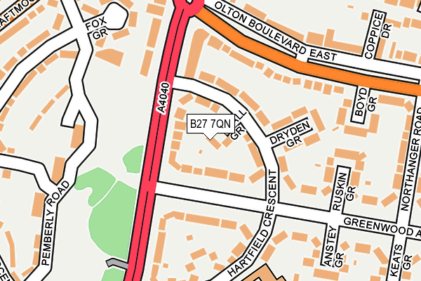 B27 7QN map - OS OpenMap – Local (Ordnance Survey)