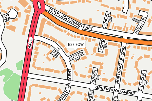 B27 7QW map - OS OpenMap – Local (Ordnance Survey)