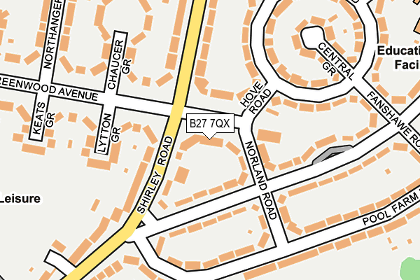 B27 7QX map - OS OpenMap – Local (Ordnance Survey)