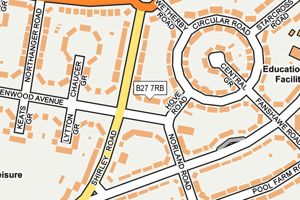 B27 7RB map - OS OpenMap – Local (Ordnance Survey)