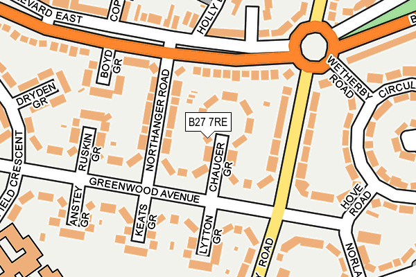 B27 7RE map - OS OpenMap – Local (Ordnance Survey)