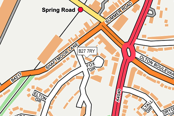 B27 7RY map - OS OpenMap – Local (Ordnance Survey)