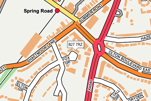 B27 7RZ map - OS OpenMap – Local (Ordnance Survey)