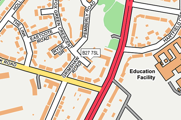 B27 7SL map - OS OpenMap – Local (Ordnance Survey)