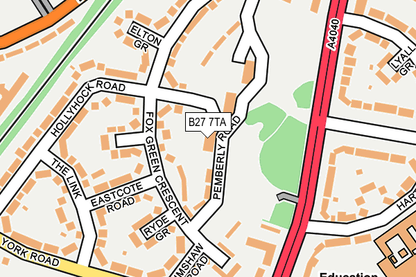 B27 7TA map - OS OpenMap – Local (Ordnance Survey)