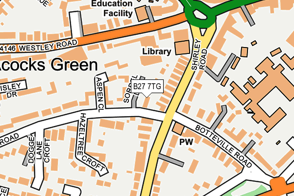 B27 7TG map - OS OpenMap – Local (Ordnance Survey)